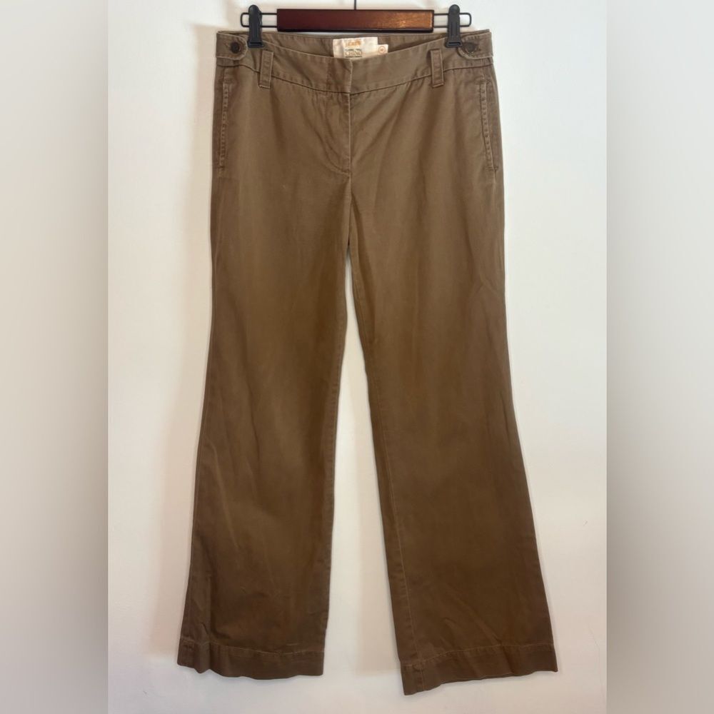 I. Crew EUC brown classic twill weathered/ broken in wide leg Chino pants Size 6